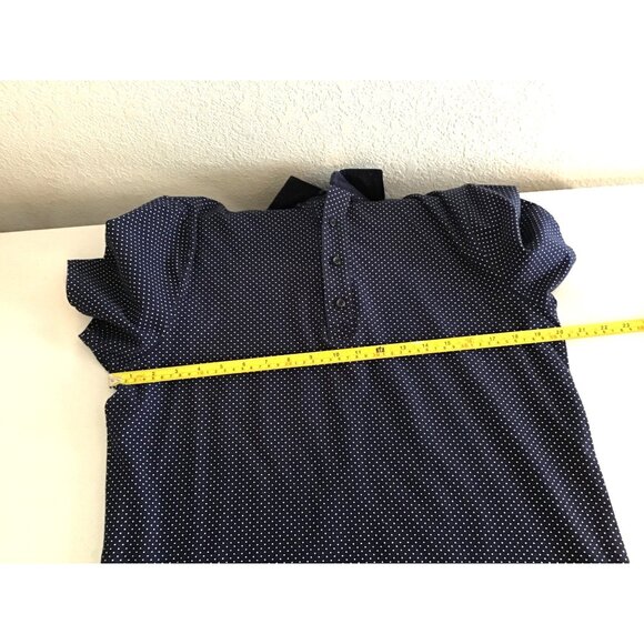 EXPRESS- MENS NAVY W/ WHITE DOTS SHORT SLEEVE POLO SHIRT SIZE LARGE - Picture 5 of 7